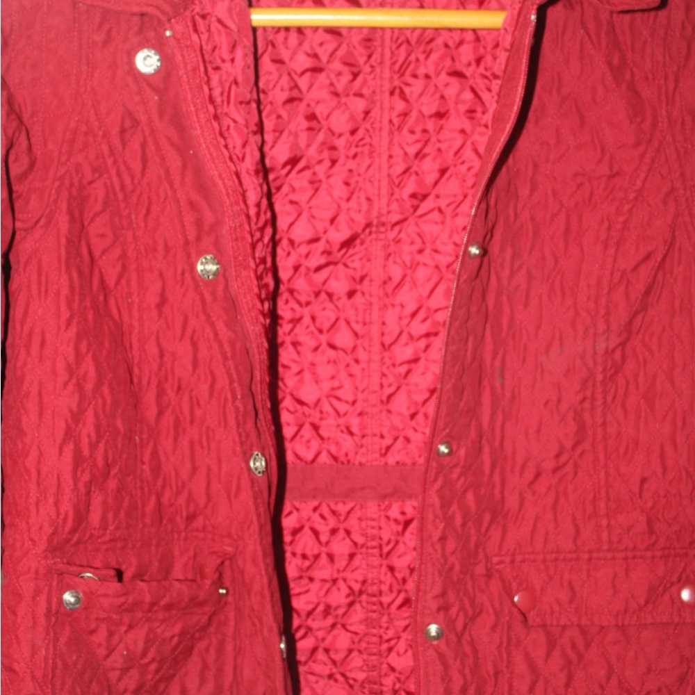 Merona Size M Red Utility Jacket with zipper and snap closure with snap pockets - Picture 4 of 9
